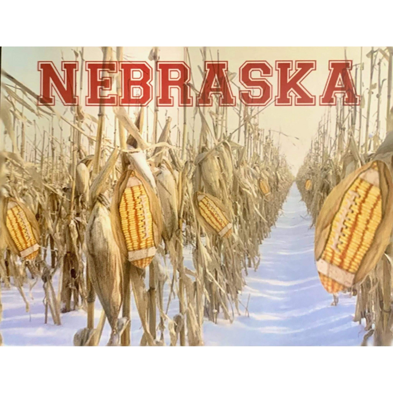 Nebraska Field of Corn, Footballs | Wooden Framed Picture