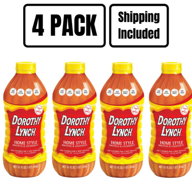 Homestyle Dorothy Lynch Salad Dressing | Gluten Free | Trans Fat-Free Ingredients | Sweet and Spicy | Thick And Creamy | Pack of 4 | 32 oz. | Shipping Included