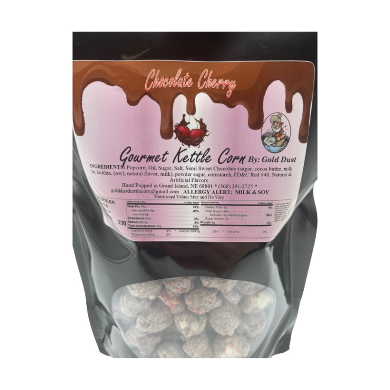 Chocolate Covered Cherry Kettle Corn | 6.5 oz. Bag | Non-GMO | Made with Corn Oil | Resealable Bag | Bold Cherry Flavor | Perfect for On the Go | Chocolate Lovers Dream | Amazing Fruit to Chocolate Ratio | Rich Taste with Kick of Cherry Flavor