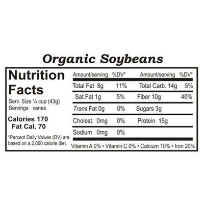 Nutrition Label For Organic Soybeans