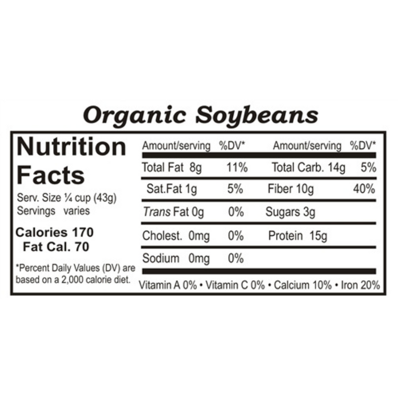 Nutrition Label For Organic Soybeans