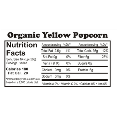 Yellow Popcorn | 2 lb. Bag | Organic Popcorn | Whole Grain | Packed With Fiber and Protein | Pops Up Large, Crunchy Kernels | Classic Toasty Corn Taste | Non-GMO | Organic | Healthy Snack | Easy To Make
