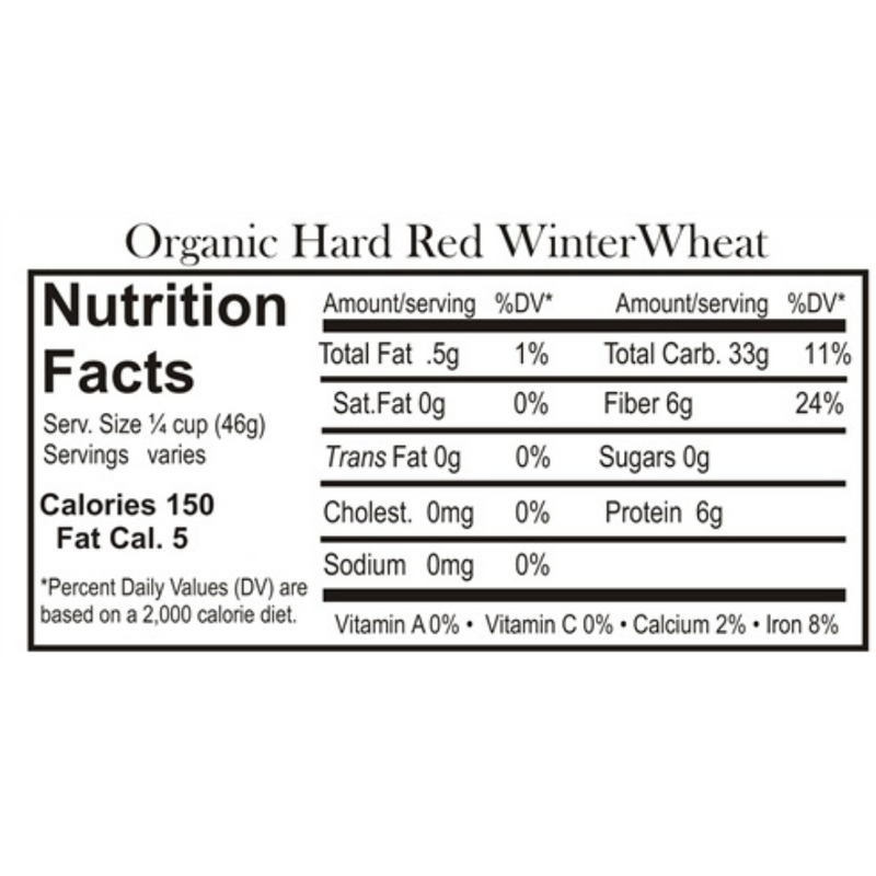 Nutrition Label For Organic Hard Red Winter Wheat