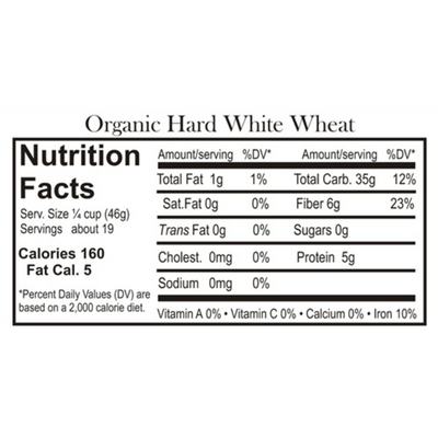 Nutrition Label For Organic Hard White Winter Wheat