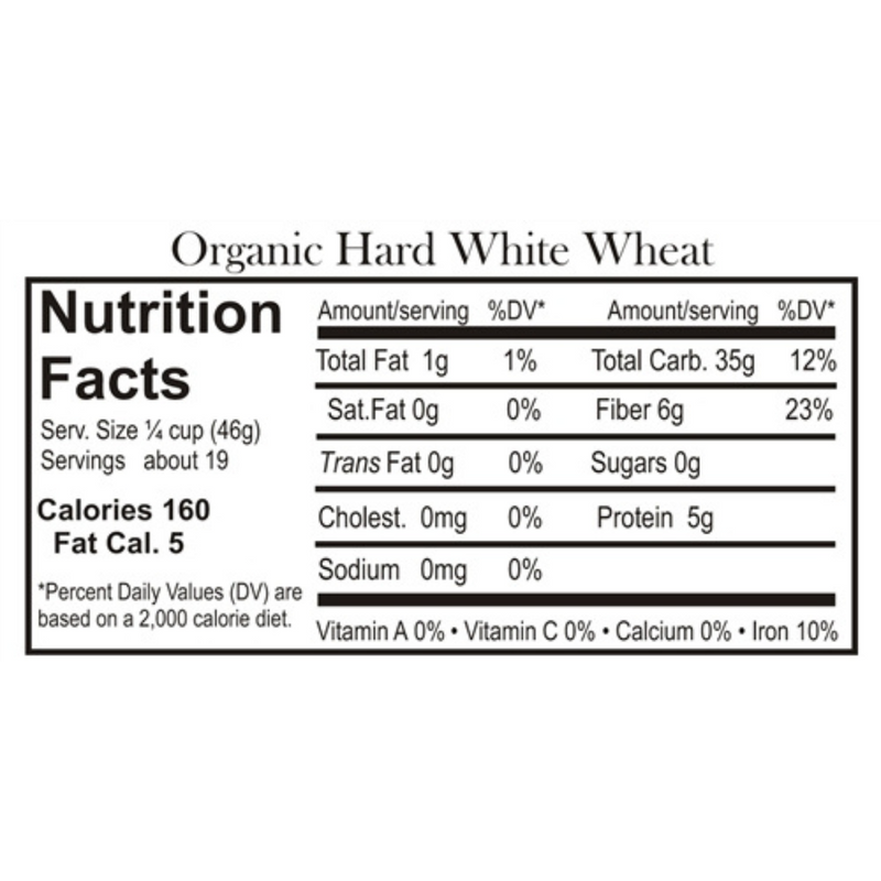 Nutrition Label For Organic Hard White Winter Wheat