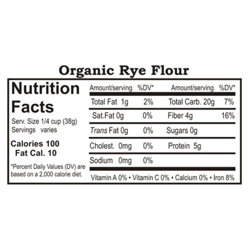 Nutrition Label For Organic Rye Flour