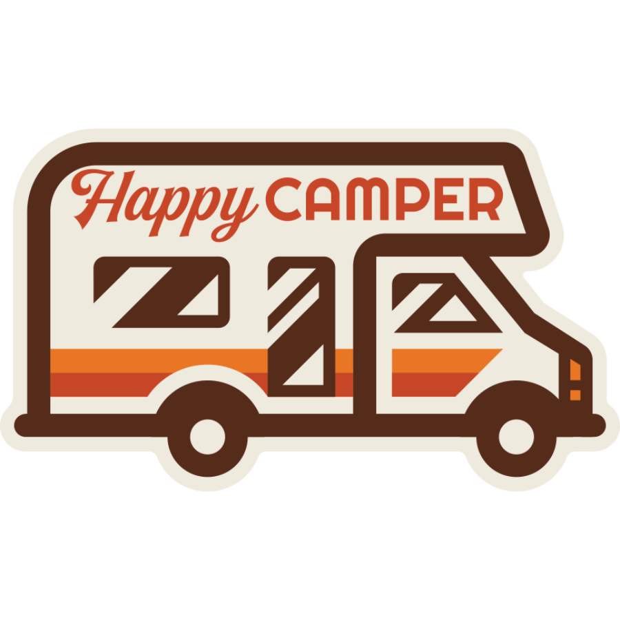 Happy Camper | Weather Resistant Sticker | Great Sticker For Campers | Stick On Water Bottles, Laptops, & More