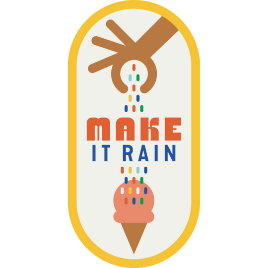 Make It Rain | Weather Resistant Sticker | Ice Cream Lover | Kids Sticker | Stick On Water Bottles, Lunch Boxes, & More | Fun & Humorous Sticker