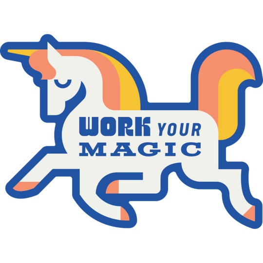 Work Your Magic Unicorn | Weather Resistant Sticker | Ideal For Unicorn Lovers | Stick On Water Bottles, Windows, & More | Dishwasher Safe