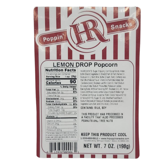 Lemon Popcorn | 7 oz. | Pack of 3 | Refreshing Flavor | Made in Gibbon, NE | HR Poppin' Snacks