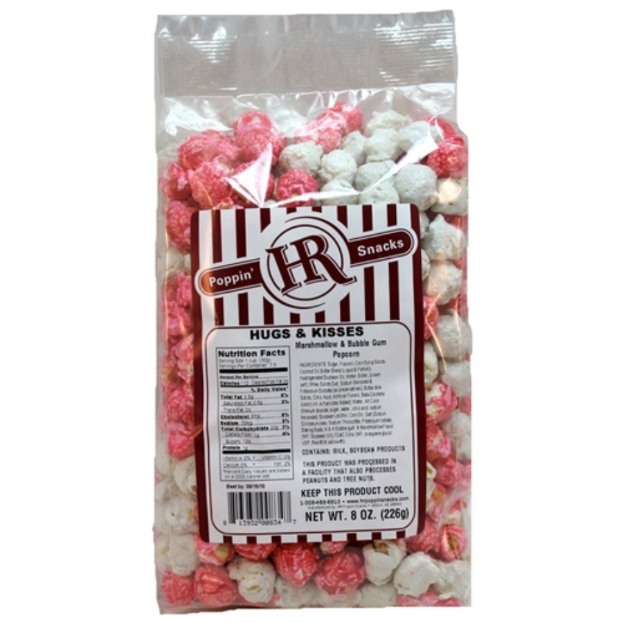 Valentine's Day Hugs & Kisses Marshmallow Flavored Popcorn | Pack of 3 | Multiple Sizes | HR Poppin' Snacks