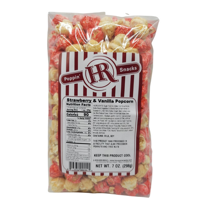 Strawberry & Vanilla Popcorn | Fresh Strawberries Paired With Sweet, Creamy Vanilla Popcorn | Tastes Like Strawberry Shortcake | Add Pizzaz To Your Next Party Snack | Easy To Handle | No Hassle | Made in Small Batches | Party Popcorn