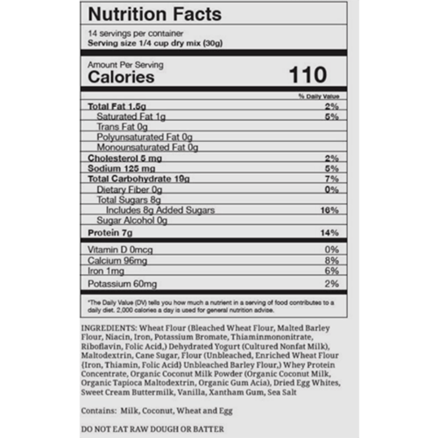 Nutrition Label For Heavenly Waffles mix