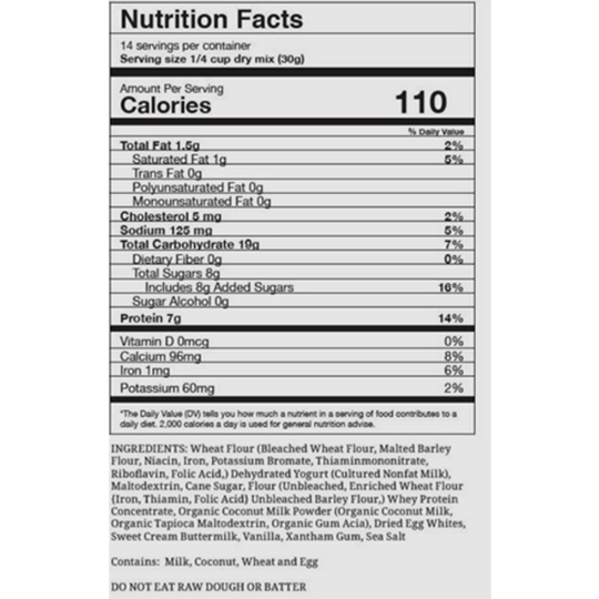 Nutrition Label For Heavenly Waffles mix