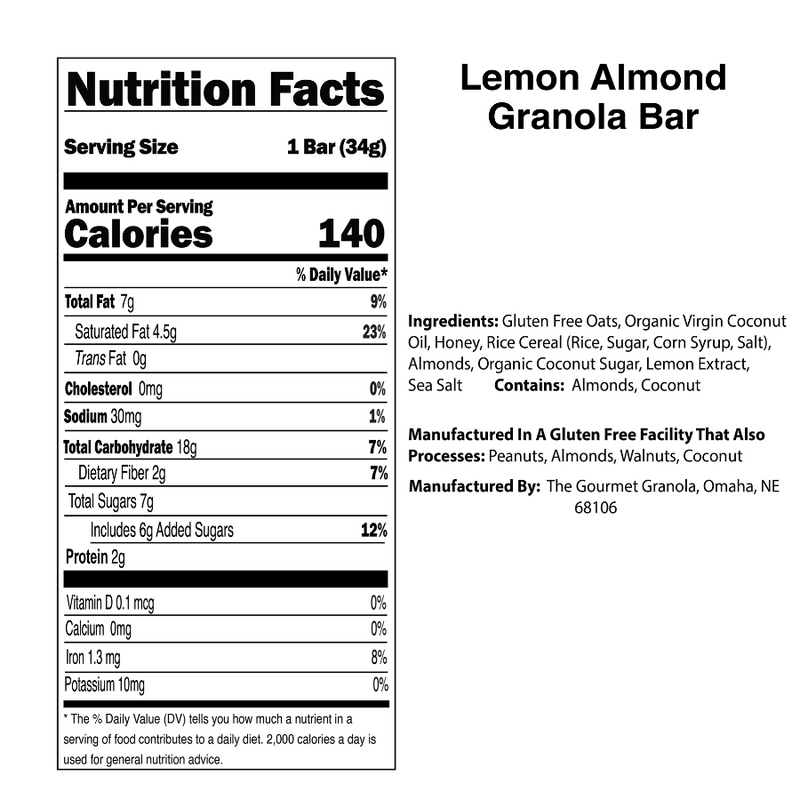 Lemon Almond Granola Bars | 6 Pack | Soft and Chewy | Healthy Granola Bar | Gluten, Dairy, & Soy Free | Naturally Sweetened | Light, Refreshing On The Go Snack | Customer Favorite