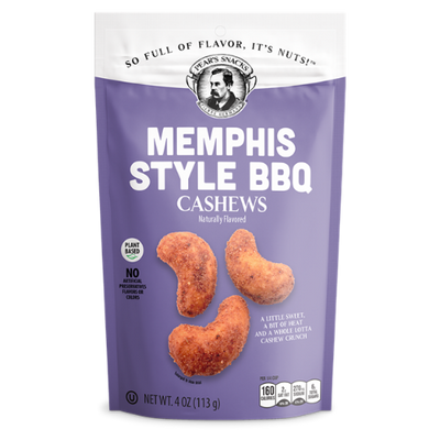 Memphis Style BBQ Cashews | 4 oz. | Sweet & Tangy BBQ Flavor | Perfectly Cooked Cashews | Plant-Based | Naturally Flavored | High Protein | 3 Pack | Shipping Included
