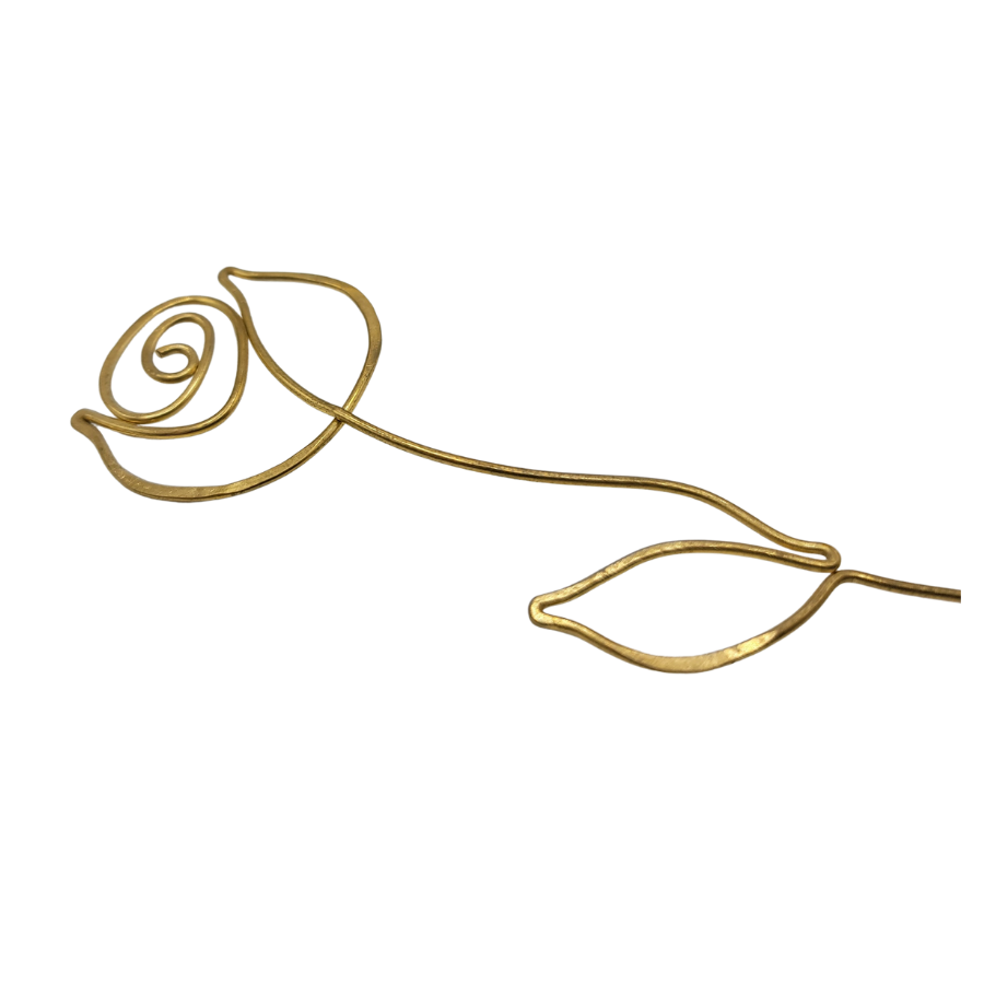 Brass Rose Bookmark  | Created With One Continuous Brass Wire | Hammered For Strength | Can Be Done In Copper | Bookmark For All Ages | Perfect Gift Book Lovers | Lasts A Lifetime | Nebraska Made | Polishing Pad Included | Customizable