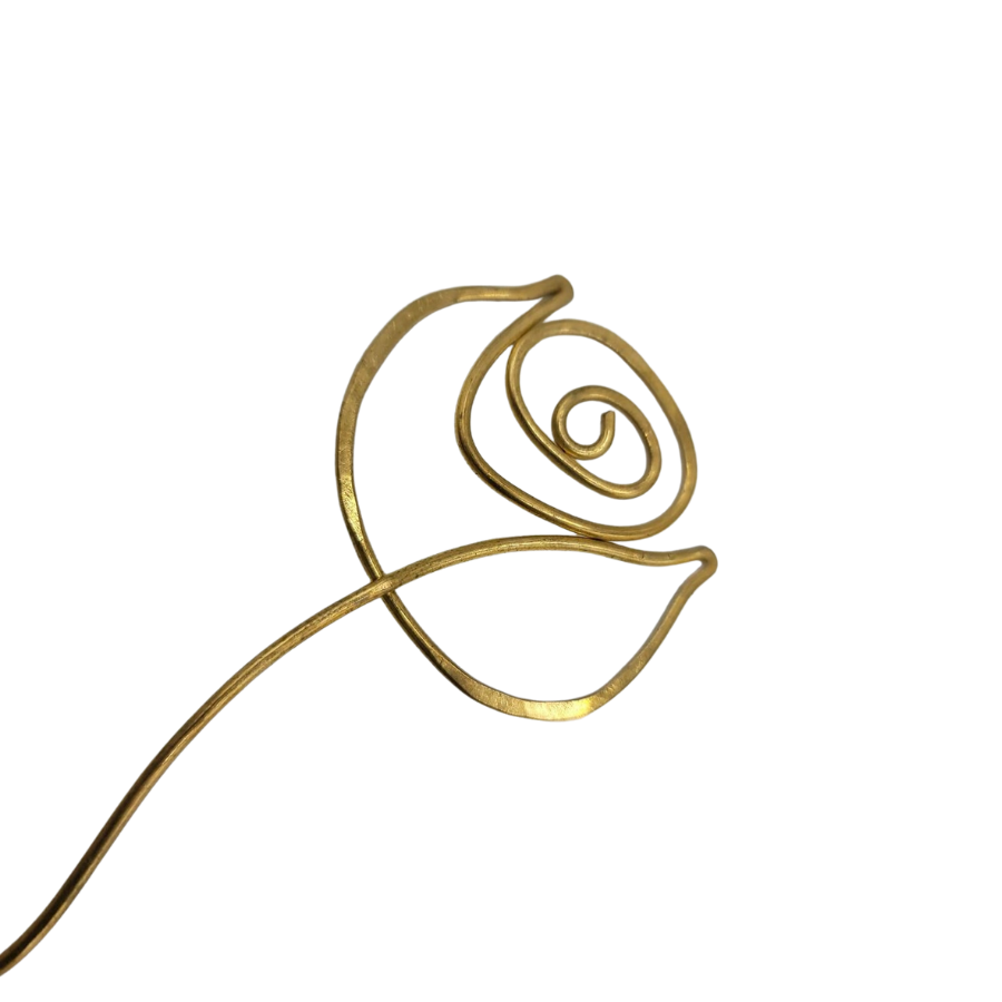 Brass Rose Bookmark  | Created With One Continuous Brass Wire | Hammered For Strength | Can Be Done In Copper | Bookmark For All Ages | Perfect Gift Book Lovers | Lasts A Lifetime | Nebraska Made | Polishing Pad Included | Customizable