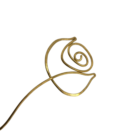 Brass Rose Bookmark  | Created With One Continuous Brass Wire | Hammered For Strength | Can Be Done In Copper | Bookmark For All Ages | Perfect Gift Book Lovers | Lasts A Lifetime | Nebraska Made | Polishing Pad Included | Customizable