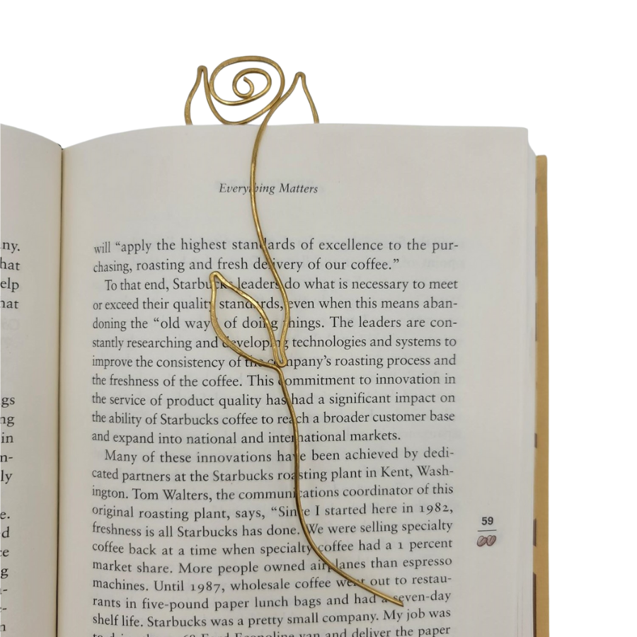 Brass Rose Bookmark  | Created With One Continuous Brass Wire | Hammered For Strength | Can Be Done In Copper | Bookmark For All Ages | Perfect Gift Book Lovers | Lasts A Lifetime | Nebraska Made | Polishing Pad Included | Customizable