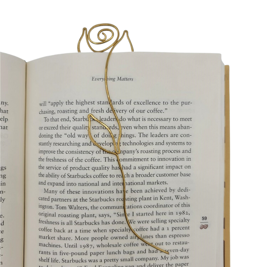 Brass Rose Bookmark  | Created With One Continuous Brass Wire | Hammered For Strength | Can Be Done In Copper | Bookmark For All Ages | Perfect Gift Book Lovers | Lasts A Lifetime | Nebraska Made | Polishing Pad Included | Customizable