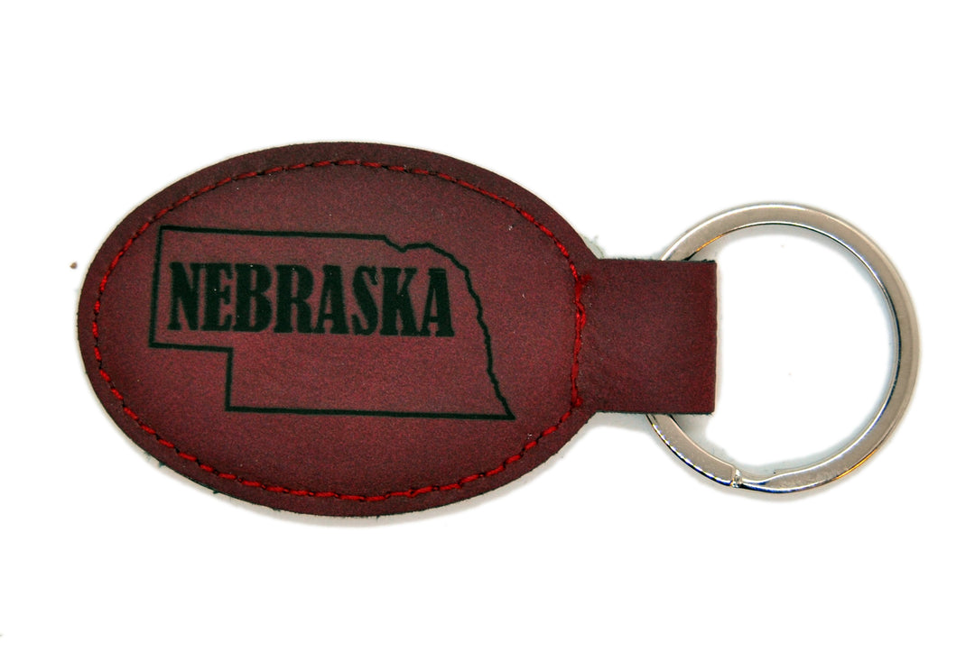 Nebraska Leather Keychain | Oval