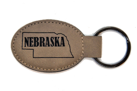 Nebraska Leather Keychain | Oval