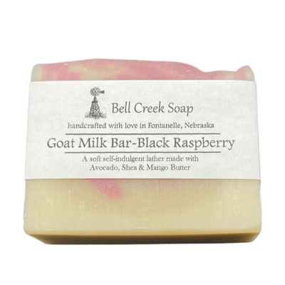 Black Raspberry Goat Milk Bar | 5-6.5 oz. Bar | Made with Goat's Milk | All Natural | Nebraska Made Soap | For Sensitive Skin | Body and Hand Wash | Made with Goat's Milk | Fruity Aroma | Made with Love, Not Chemicals