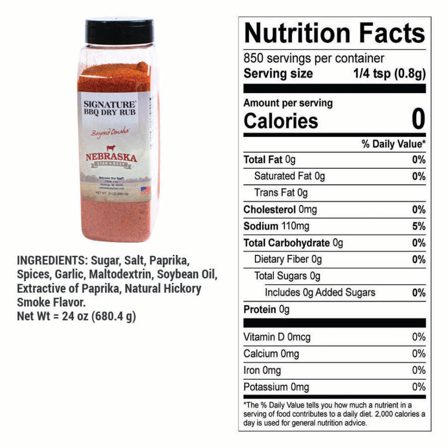 BBQ Dry Rub | 24 oz. | Classic Smoky BBQ Flavor | Convenient Dry Rub | Blends Well With Other Ingredients | Hickory, Smoky Taste | Perfect Blend Of Spices | Sweet & Smoky | Nebraska Seasoning