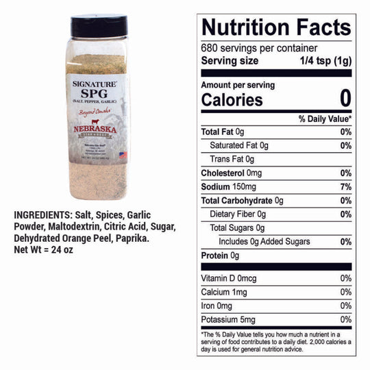 Salt, Pepper, Garlic Seasoning | 24 oz. | Perfect Blend Of Savory Garlic With Zing From Black & White Pepper | Symphony Of 3 Timeless Spices | Add On Meat, Vegetables, And Everything Else | Adds A Bold, Robust Flavor To Any Dish | Nebraska Seasoning