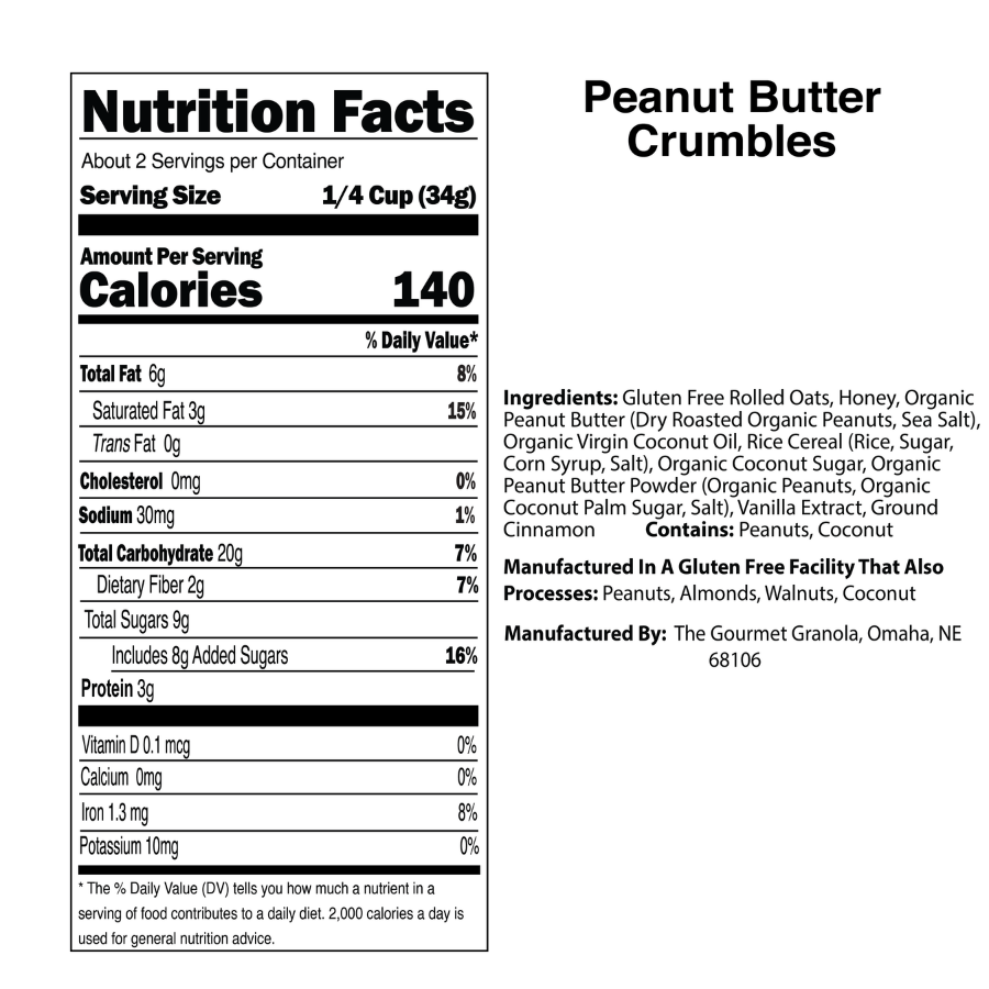 Peanut Butter Granola Nuritional