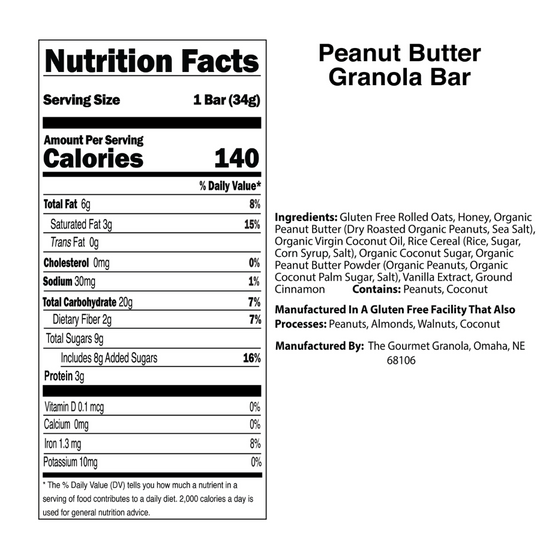 Peanut Butter Granola Bar Nutritional