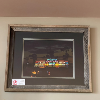 Highway Diner Neon Dusk | Wood Frame 23X19