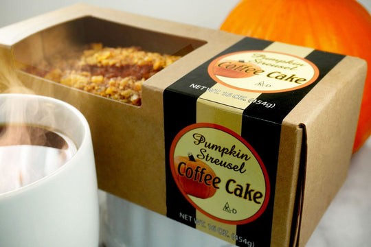 Pumpkin Streusel Coffee Cake | Special Treat | 16 oz Box | Full Of Flavor | Perfect Balance Of Pumpkin & Streusel Topping | Nostalgic Fall Flavor We All Love | Sweet, Spiced Cake | Certified Kosher | Nebraska Bakery