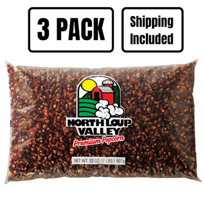 All Natural Red Un-Popped Popcorn | Popcorn County USA | 2 lb bag | 3 Pack | Shipping Included