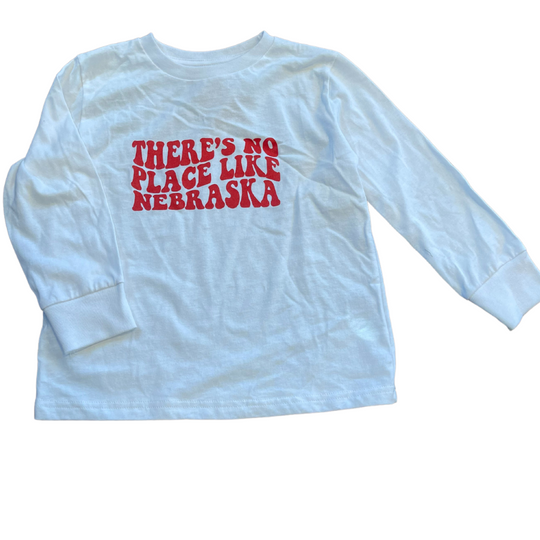 There's No Place Like Nebraska | Youth Long Sleeve | White