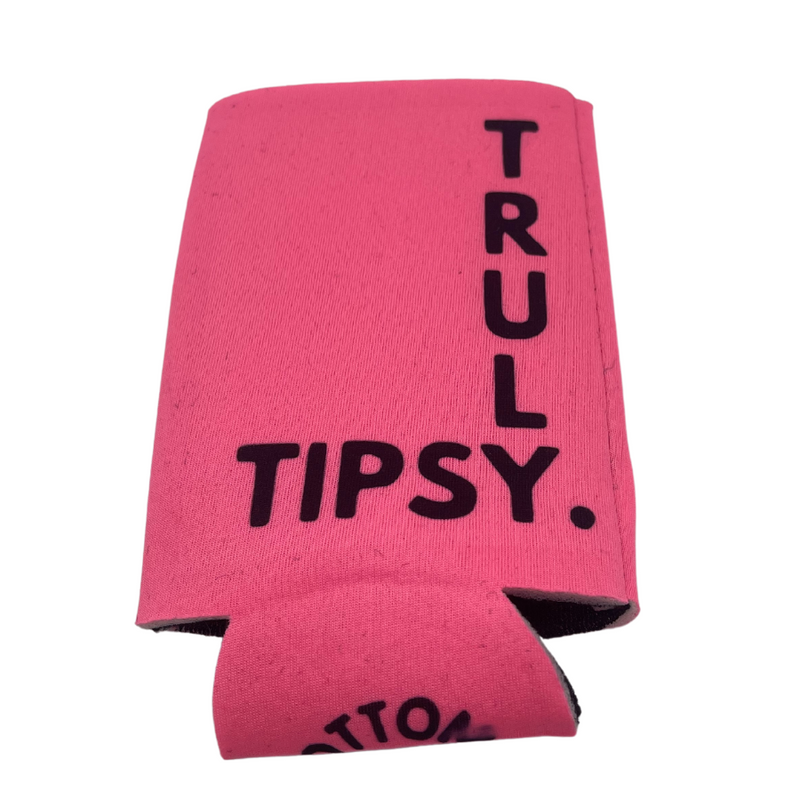 Printed Can Koozie | Truly Tipsy Inspired Design | Bright Pink | Collapsible Foam Can Cooler