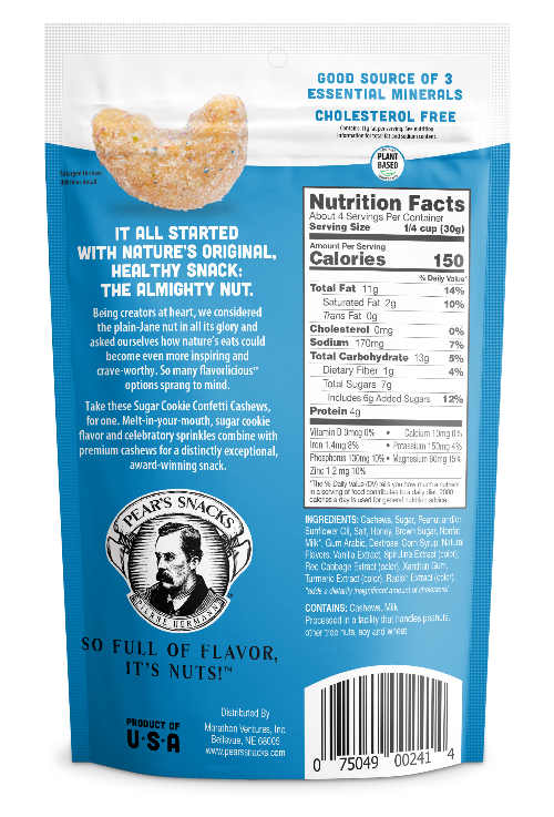 Sugar Cookie Confetti Cashews | 4 oz. | Melt-In-Your-Mouth Sugar Cookie Flavor | Dusted With Rainbow Sprinkles | Premium Buttery Cashews | Ultimate Snack | Award-Winning