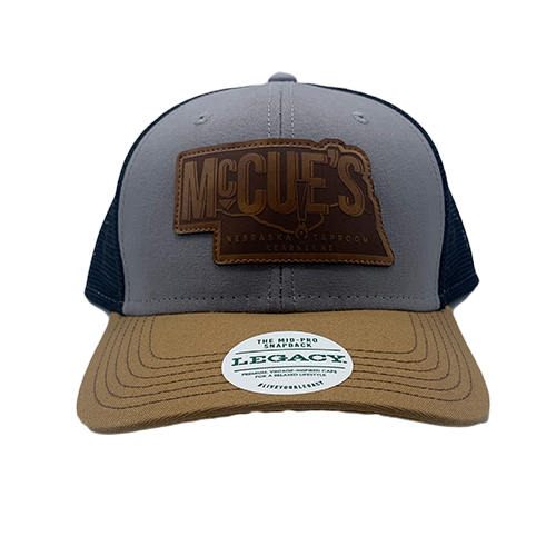 McCue's Nebraska Taproom Leather Patch Trucker Hat