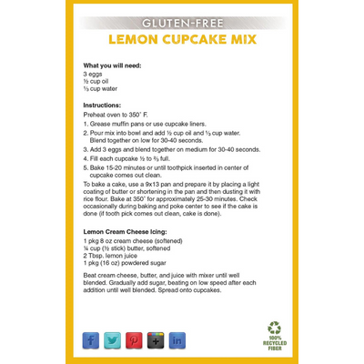 Gluten Free Lemon Cupcake Mix | Decadent and Rich | Certified Gluten Free Ingredients | 6 Pack | Shipping Included | 2016