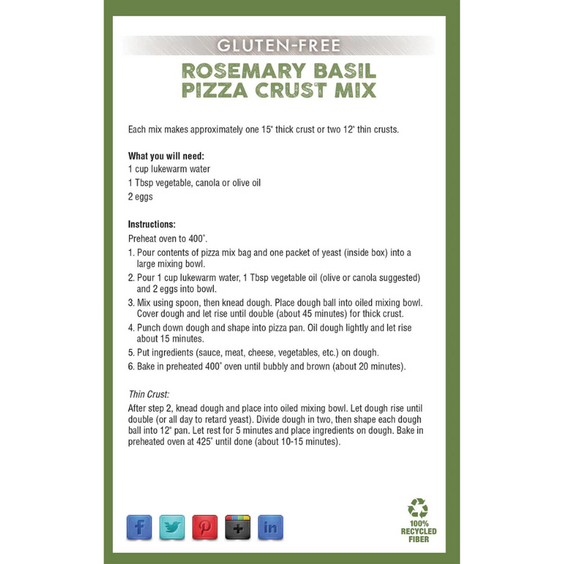 Gluten Free Rosemary Basil Pizza Crust