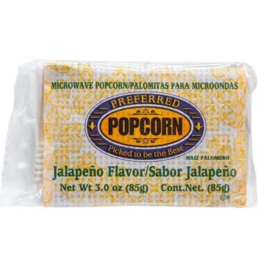 Jalapeno Microwave Popcorn | Microwave Popcorn with a Kick | Hot & Spicy Snack | Good Source of Fiber | Preferred Popcorn | 3 oz Bag