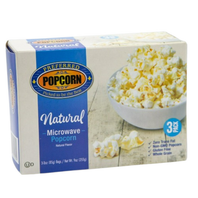 All Natural Flavored Microwave Popcorn | Good Source of Fiber | No Added Ingredients | 3 oz. Bag | Box of 3