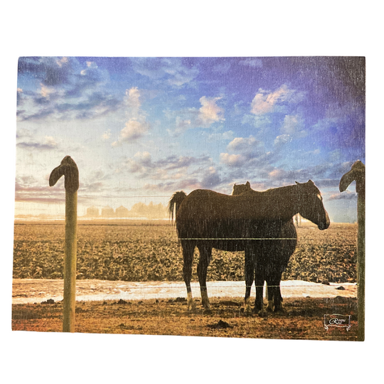 Horse Sunset Wood Print