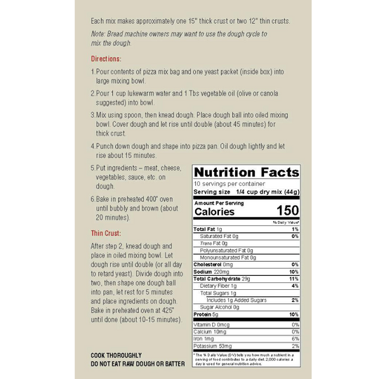 Pizza Crust Mix | Oregano & Basil | Organic | 15 oz. | Perfect Balance Between Tender, Chewy, & Tasty | Family Pizza Night | Delicious Blend Of Savory Spices | Pizza Crust Mix For The Perfect Homemade Pizza