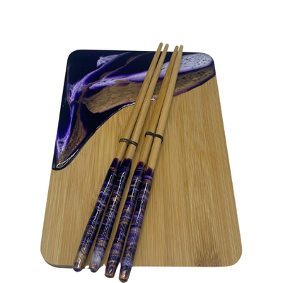 Sushi and Sashimi Serving Board | Serving Trey | Multiple Colors | Small 6X9 Board | Includes Chopsticks