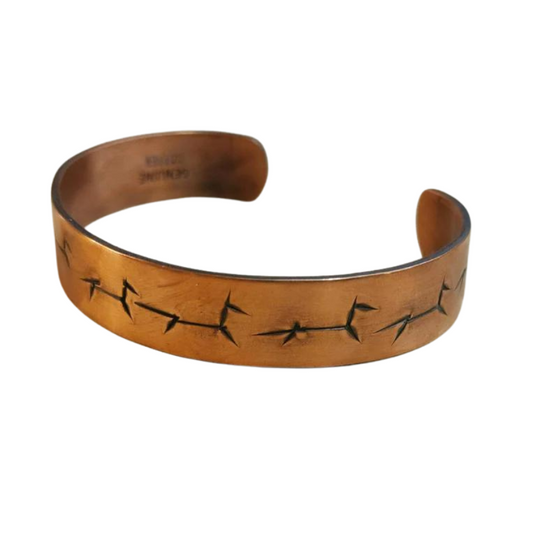 Stick Figure Cow Pony Stamped Bracelet Copper