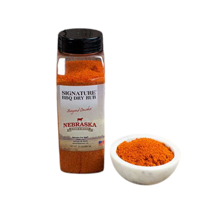 BBQ Dry Rub | 24 oz. | Classic Smoky BBQ Flavor | Convenient Dry Rub | Blends Well With Other Ingredients | Hickory, Smoky Taste | Perfect Blend Of Spices | Sweet & Smoky | Nebraska Seasoning