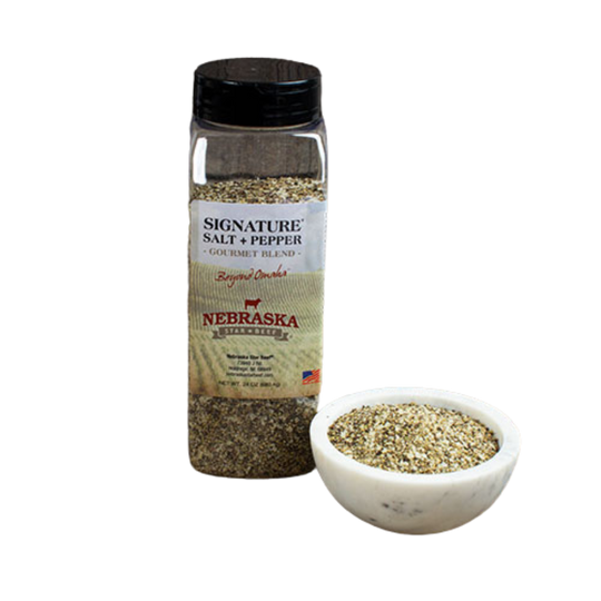 Salt + Pepper Blend | 24 oz. | Gourmet Blend Of Black & White Pepper And Sea Salt Flakes | Mouthwatering Blend Of Herbs & Spices | Comes Together For The Ultimate Steak Experience | 3 Varieties of Peppercorns | Steak Seasoning | Nebraska Seasoning