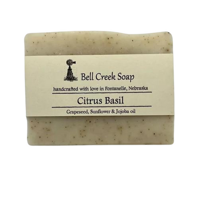 Citrus Basil Soap Bar | 5-6.5 oz. Bar | Made with Goat's Milk | All Natural | Deep Cleansing | Handmade in Nebraska | Balances Skin Health | Fresh Scent | Made with Love, Not Chemicals